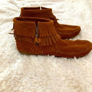 Brown Minnetonka ankle boots